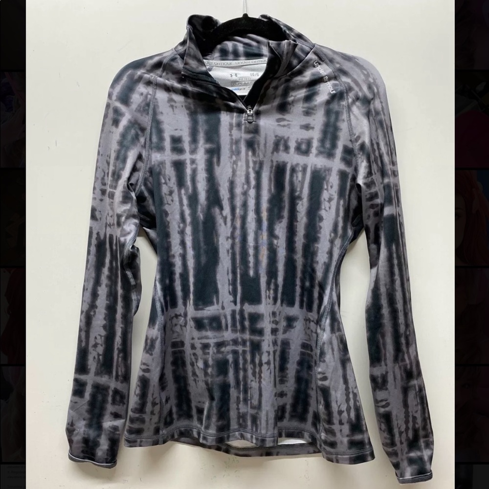 Under Armour Women’s Printed Coldgear quarter zip gray black pullover large
